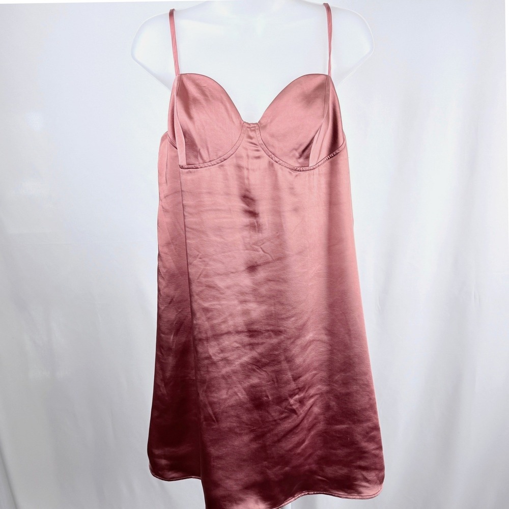NWT Wild Fable XL Dusty Rose Satin Mini Dress Underwire Bustier Smocked Back